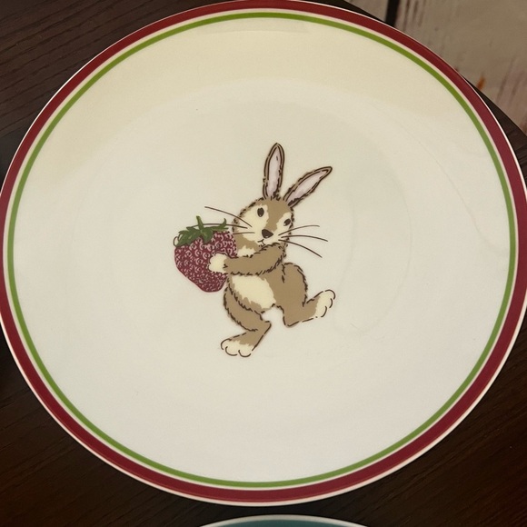 WORLD MARKET easter themed 8pc of 8” Colorful Rabbit Design Dinner Plates Set - Picture 4 of 11